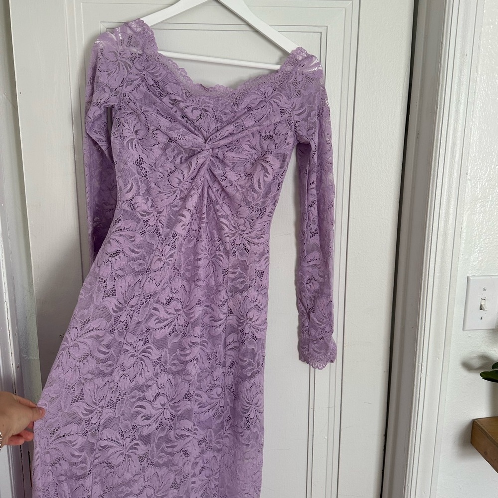 Rabanne Lavender Off the Shoulder Lace Dress - Picture 6 of 10